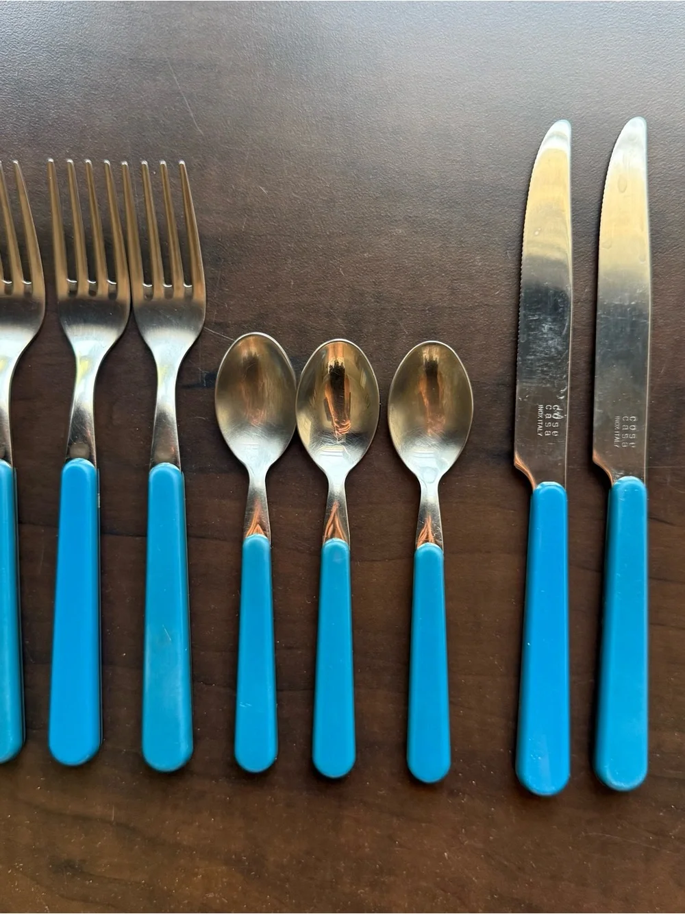 vintage cose-casa Inox 18-10 Italy Flatware 3 fork 2 knife 3 Spoon blue Set